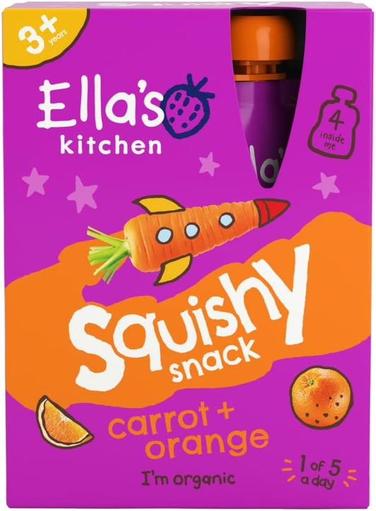 Ella'S Kitchen Squishy Snack Carrot + Orange 3+ Years 4 X 100G