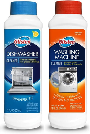 Glisten Dishwasher Magic And Washer Magic, Value Pack, 12 Fl. Oz. Bottle Of Each