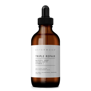 Asterwood Triple Repair Matrixyl 3000 + Argireline + Hyaluronic Acid + Vitamin C Serum For Face - Anti-Aging, Collagen Boosting, Hydrating - Fragrance-Free - 4 Fl Oz