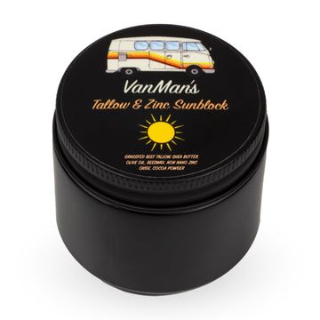 Vanman'S - Zinc And Tallow Sunscreen - Water Resistant 20 Spf Beef Tallow Sunscreen With Olive Oil, Beeswax - Mineral Sunscreens With Non-Nano Minerals - 2.5 Ounce