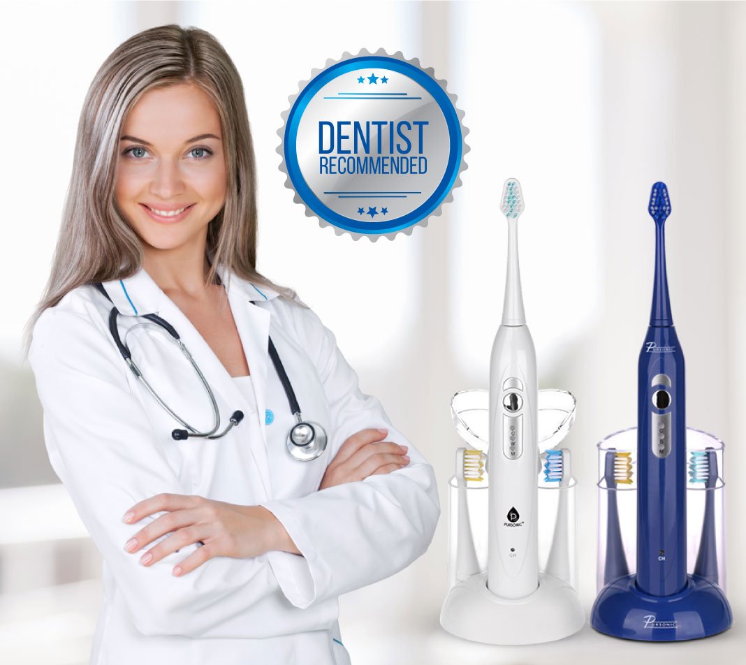 Pursonic S430 Power Rechargeable Sonic Toothbrush: 40,000 Strokes Per Minute, 12 Brush Head Replacements & Toothbrush Set Included - Black : Health & Household