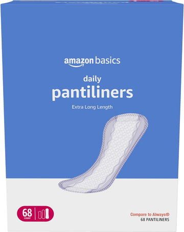 Amazon Basics Daily Pantiliner, Extra Long Length, Unscented, 68 Count, 1 Pack (Previously Solimo)