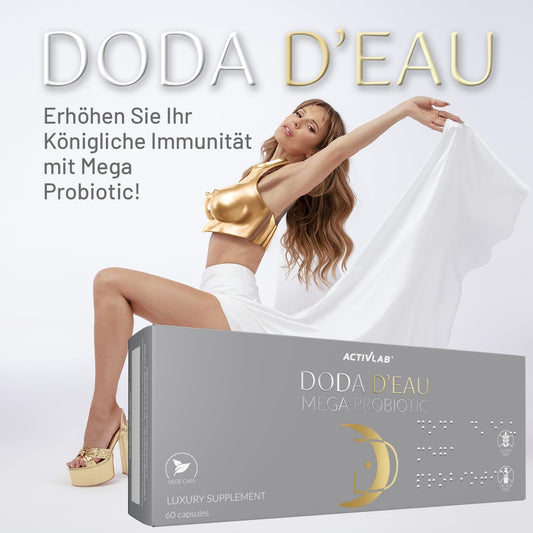 Activlab Doda D'Eau Mega Probiotic, 60 Vegetable Capsules | After Antibiotic Therapy, Digestive System | Healthy Gut | Mental Health | Fos | 990,000,000 Probiotic Bacteria In One Capsule