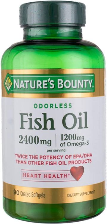 Nature's Bounty Fish Oil 2400 mg Double Strength Odorless 90 Softgels (Pack of 3)