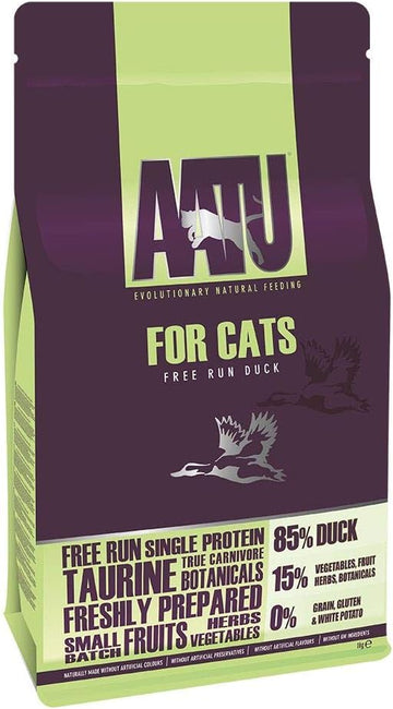 Aatu 85/15 Dry Cat Food - Duck (1Kg) - High Protein - Grain Free Recipe With No Artificial Ingredients27299