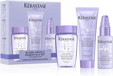 Kérastase Blond Absolu Discovery Set, With Illuminating Shampoo, Nourishing Conditioner And Fortifying Heat Protection Serum, With Hyaluronic Acid, For Blonde And Bleached Hair, Travel Size