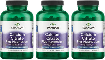 Swanson Calcium Citrate Plus Magnesium - Mineral Supplement Promoting Strong Bones, Energy Production, & Muscle Relaxation - May Support Cardiovascular Health - (150 Capsules) (3 Pack)