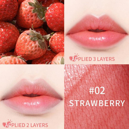 3 In 1 Lip And Cheek Tint Stain, Mini Liquid Lipstick, Hydrating & Moisturizing Cheeks And Eyes Natural Lip Gloss, Waterproof Long Lasting Shimmer Sexy Lip Color Makeup (#02 Strawberry)