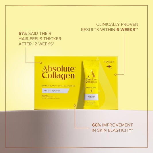 Absolute Collagen Marine Powder Collagen Supplement For Women | Neutral Flavour, Supports Hair, Nail & Skin Health, 8000Mg Of Hydrolysed Collagen Per Sachet, Vitamin C | 14 Sachets