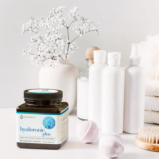 Youtheory Hyaluronic Plus - Hyaluronic Acid Supplement With Ceramides, Vitamin C, Biotin & More - Supports Healthy Skin* - 60 Vegetarian Capsules