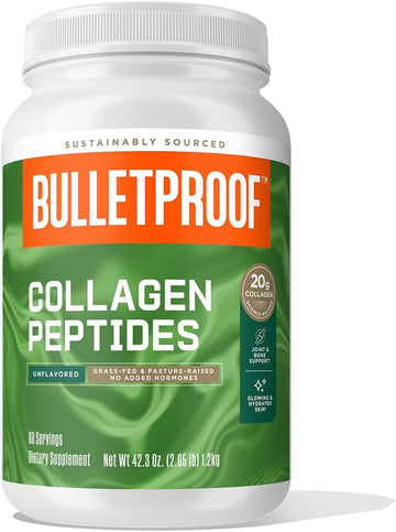 Bulletproof Unflavored Collagen Peptides Powder, 42.3 Ounces, Grass-Fed Collagen Protein And Amino Acids For Skin, Bones And Joints