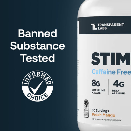 Transparent Labs Stim-Free Pre-Workout - Caffeine & Stim Free Pre Workout Powder For Men And Women With Beta Alanine Powder, Citrulline Malate, & Elevatp - 30 Servings, Tropical Punch