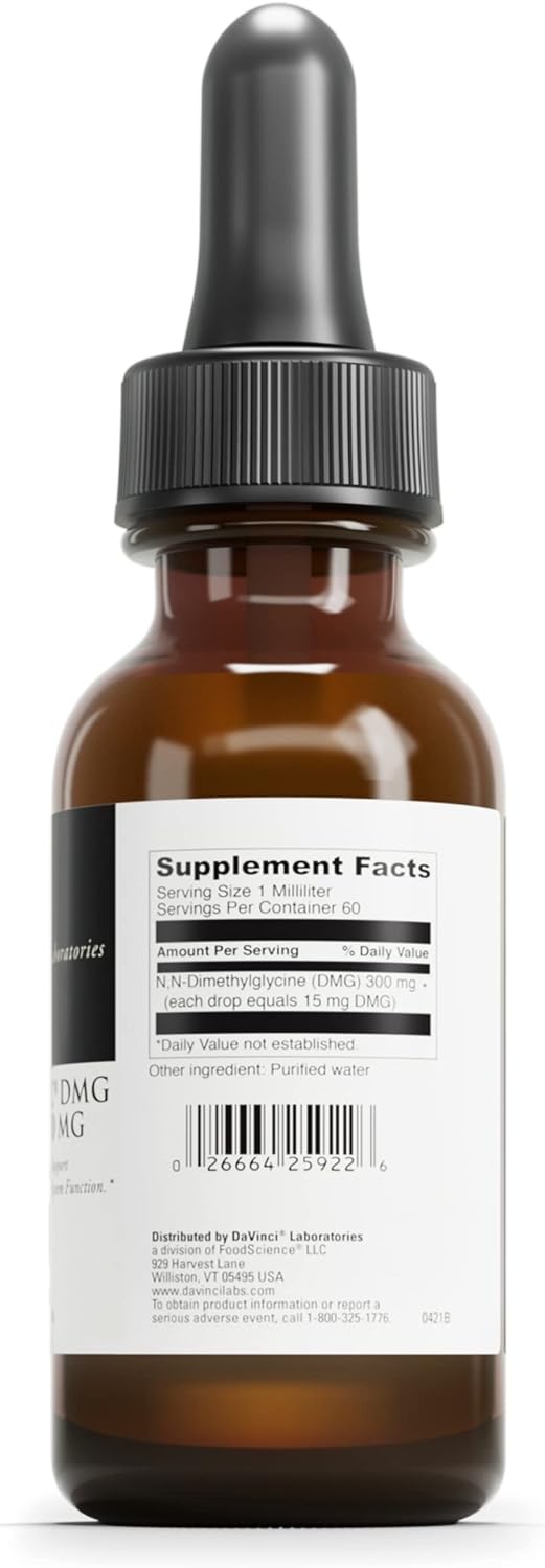 Davinci Labs Gluconic Dmg Liquid 300Mg - Helps Support Immune System, Muscle Function, Heart Health & Brain Health* - 2 Fl Oz (60 Servings)
