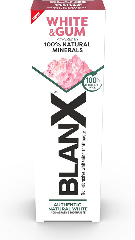 Blanx White & Gum Toothpaste | Natural Volcanic Minerals| Mint Flavour | Suitable For Vegans | 75Ml