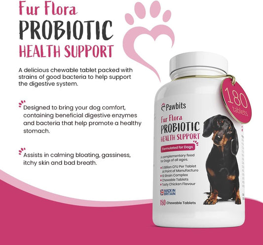 180 Canine Probiotics & Prebiotics Tablets For Dogs – 5 Billion Cfu Tablet Chicken Flavour Chewable Dietary Supplements -10 Strain Complex For Digestive Support, Gut Health, Bad Breath & Itchy Skin5060435209893
