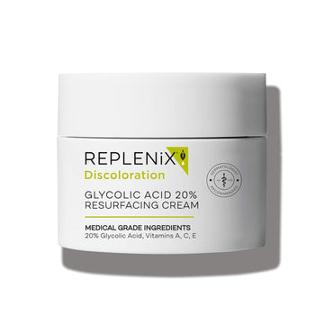 Replenix Glycolic Acid 20% Resurfacing Cream, Hydrating & Lightweight Medical-Grade Exfoliating Face Moisturizer For Skin Discoloration (1.7 Oz)