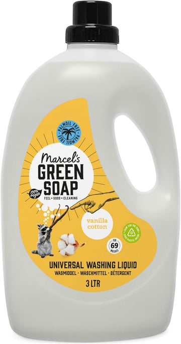 Marcel'S Green Soap - Washing Liquid Cotton & Vanilla - Laundry Detergent - Palm Oil Free - Vegan - 97% Biodegradable - 3L - 69 Wash Loads