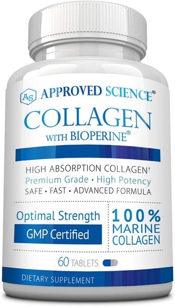 Approved Science Collagen Pills - Absorbable Marine Collagen Types I And Iii - 360 Tablets - Healthy Hair And Skin - Vitamin C, Sodium, And Bioperine For Fast Results - Non-Gmo, Made In Usa
