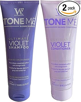 Watermans Blonde Set - Purple Shampoo And Conditioner Set With Free Make Up Bag - Remove Yellow Tones Fast For Blonde, Platinum, White, Or Grey Hair