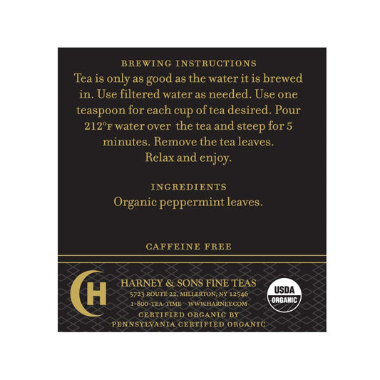Harney & Sons Organic Loose Tea, Peppermint, 1.5 Ounce