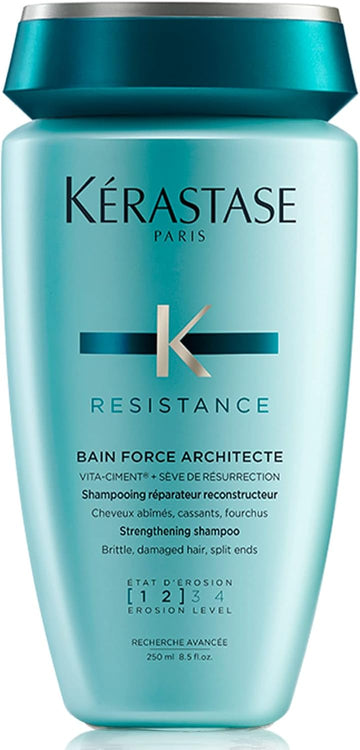 Kérastase Resistance, Daily Strengthening Shampoo, For Brittle, Damaged Hair & Split Ends, With Vita-Ciment Complex, Bain Force Architecture