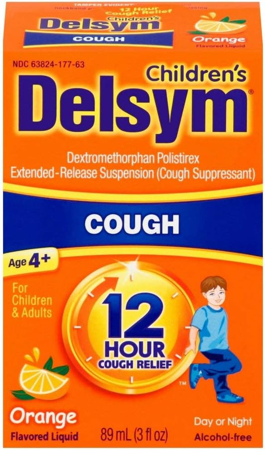 Delsym Children'S Cough Suppressant Liquid, Orange Flavor, 3 Ounce : Health & Household