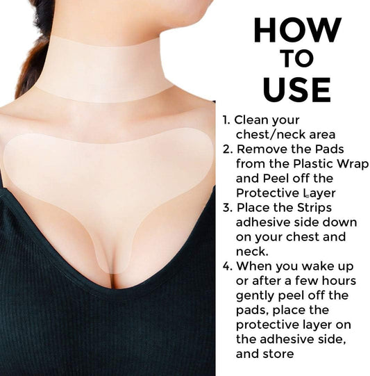 Earth's Daughter Chest Wrinkle Pads Plus Neck Wrinkle Pads 4-Pack. 2 Décolleté Anti Wrinkle Chest Pads & 2 Neck Pads