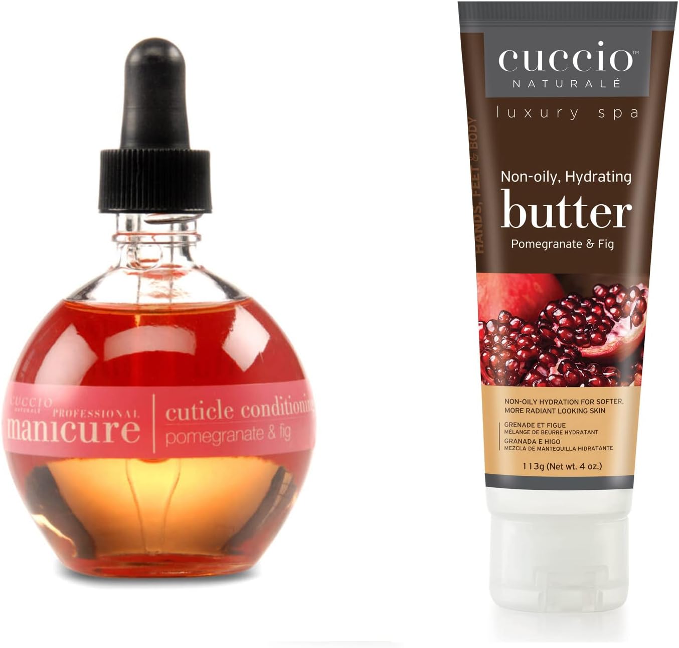 Cuccio Pomegranate & Fig Hydration Essentials Kit- 75ml Cuticle Oil & 4oz Butter Tube, Red : Amazon.co.uk: Beauty