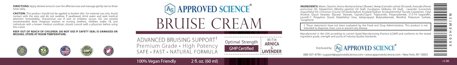 Approved Science Bruise Cream - Arnica and Lavender - Soothe and Fade