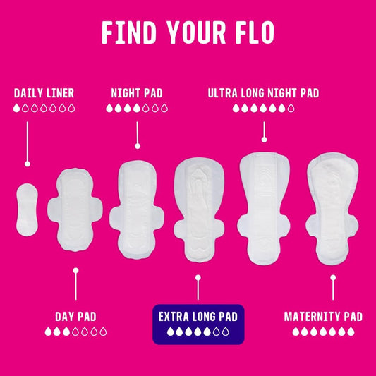 Flo Bamboo Day Period Pads With Wings (16 Pads) - Super Absorbent, Soft, Thin