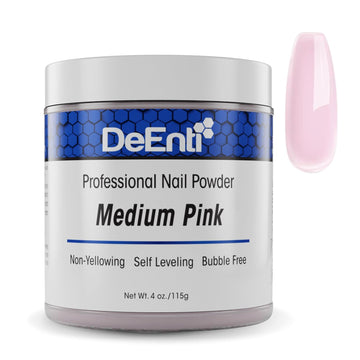 Deenti Acrylic Nail Powder, 4Oz Medium Pink Acrylic Powder Dip For Nails, Long Lasting Salon Quality, Bubble Free Professional Nail Powder For Manicure, Nail Art, Fake Nails, Nail Carving & Extensions