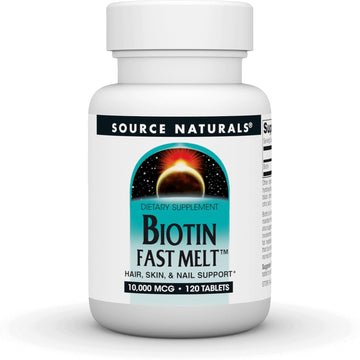 Source Naturals Biotin Fast Melt, Hair Skin And Nail Support*, 10,000 Mg - 120 Fast Melt Tablets