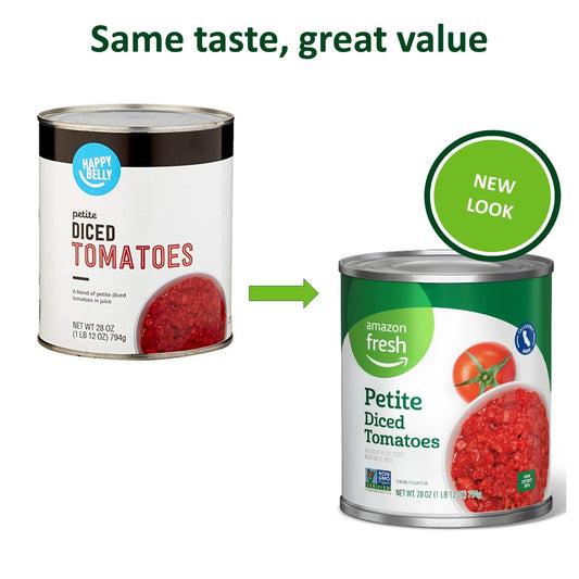 Amazon Fresh, Petite Diced Tomatoes, 28 Oz (Previously Happy Belly, Packaging May Vary)
