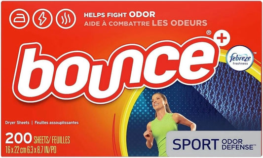 Tide Bounce Fabric Softener Dryer Sheets With Febreze Freshness, Sport Odor Defense, 200 Count