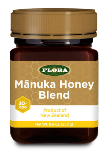 Flora - Mnuka Honey Blend Mgo 30+, New Zealand Honey, 100% Traceable Mgo,Natural Healing, Sore Throat Relief, Aids Digestion, 8.8-Oz. Jar