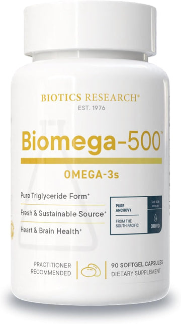 Biotics Research Biomega 500 Omega 3 Fish Oil Supplement, Highly Concentrated Fish Oil With Epa/Dha, Omega 3 Fatty Acids, Supports Immune And Cardiovascular 90 Softgel Capsules