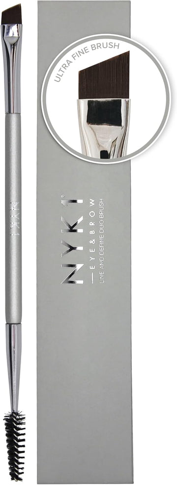 Nyk1 Angled Eyebrow & Eyelash Brush Combo - Precision Applicator, Eyeliner Brush, Eyebrow Shaper & Spoolie