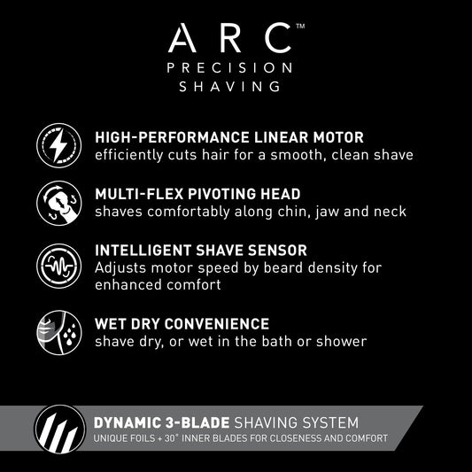 Panasonic ARC3 Electric Razor for Men with Pop-Up Trimmer, Wet Dry 3-Blade Electric Shaver with Intelligent Shave Sensor and 12D Flexible Pivoting Head – ES-LT67-A (Blue)