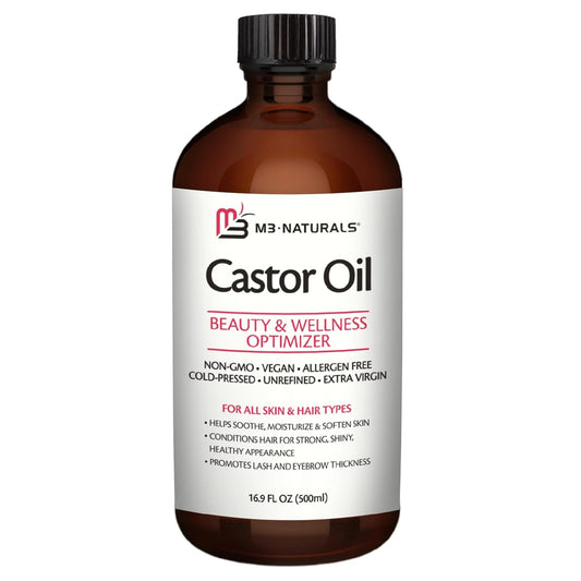 100% Pure Castor Oil 500Ml - Hexane Free Cold Pressed Castor Oil In Glass Bottle For Hair Skin & Body Nourishment - Extra Large Unrefined Castor Oil For Hair Lashes Brows Skin And Detox Practices