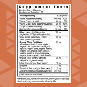 Youngevity Ocutiv™ - Eye Vitamin & Mineral Supplement - Contains Vitamin A, C, E, Zinc, Bilberry, Lutein, Lycopene, Zeaxanthin, Astaxanthin - 30 Capsules