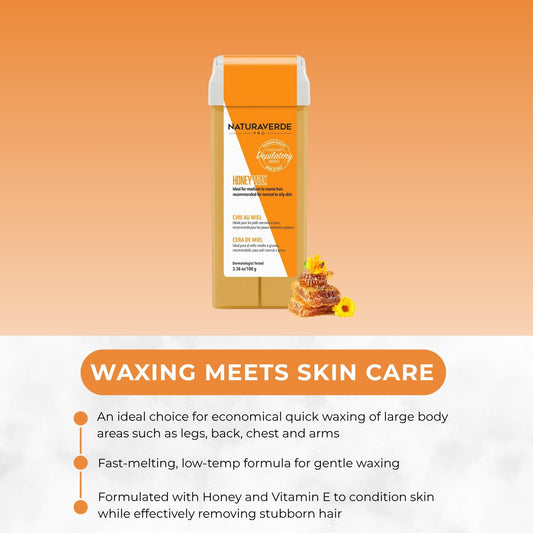 Naturaverdepro Deluxe Pink Roll On Wax For Hair Removal On Legs, Arms, Chest, Body Wax Hair Remover For Women, Formulated With Soothing Emollients - 3.38 Oz