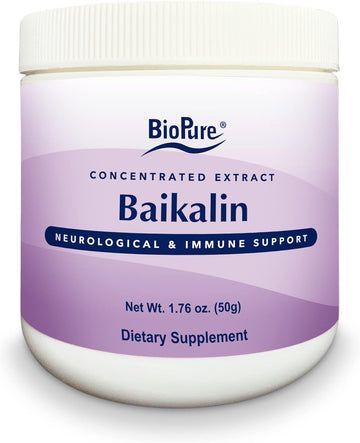 Biopure Baikalin Powder - Baiscalin Herb Extract From Roots Of Chinese Skullcap To Support Neurological, Nervous, & Immune System, Stress Management, And Whole Body Balance And Wellness β 50G