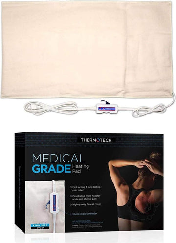 Medical Grade Heating Pad With Auto Moist Heat By Thermotech, High Heat Heating Pad For Back Pain And Cramps - Xl King Analogue - 26" By 14" - With Manual Clicker Controller