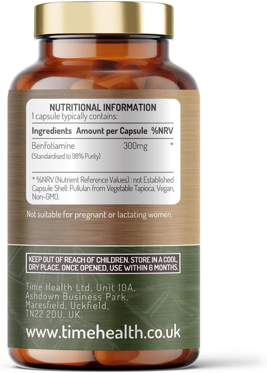 New: Benfotiamine - 300Mg X 120 Capsules - Fat Soluble Vitamin B1 (Thiamine) - >98% Purity - Uk Made Supplement - Gmp Standards - Zero Additives