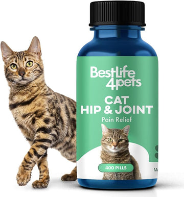 Bestlife4Pets Cat Hip And Joint Supplement - Relief From Pain, Inflammation, And Injuries - Improve Mobility - No Odor Or Taste - All Natural Easy To Use And Swallow - Pills
