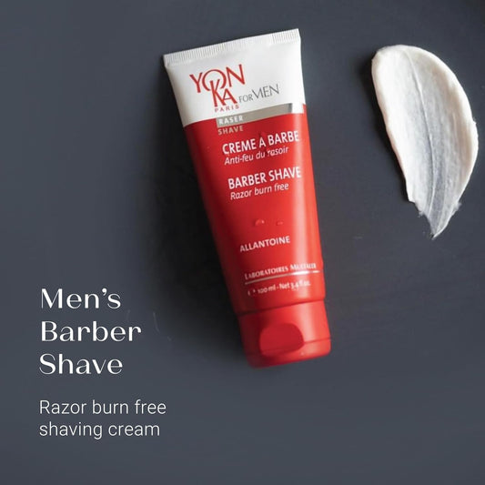 Yon-Ka Men'S Barber Shave Cream – Razor Burn Free Shaving Cream With Citrus Oils, Patchouli & Peppermint, Soothes Sensitive Skin, Allantoin & Vitamin B5, For Thick Beards & Smooth Shaves (100Ml)