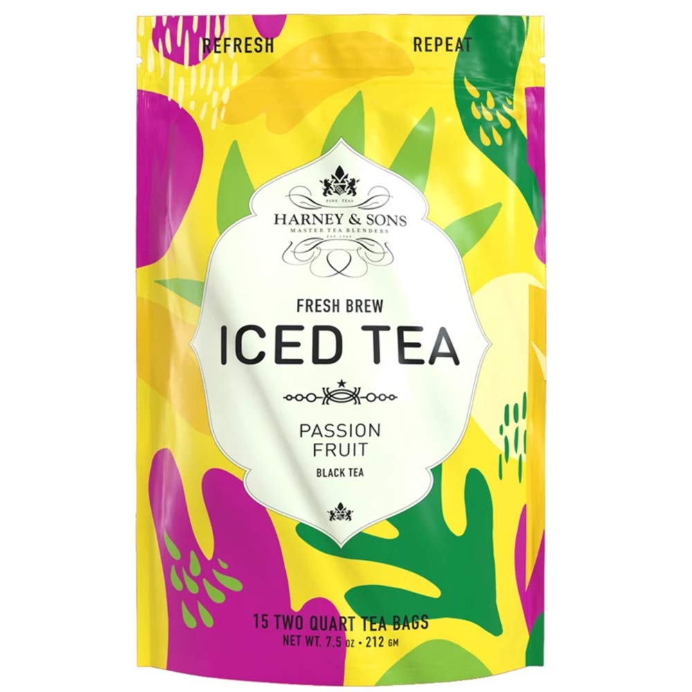 Harney & Sons Fresh Brew Iced Large Two Tea Bags Of Black Tea, Passion Fruit, 15 Count