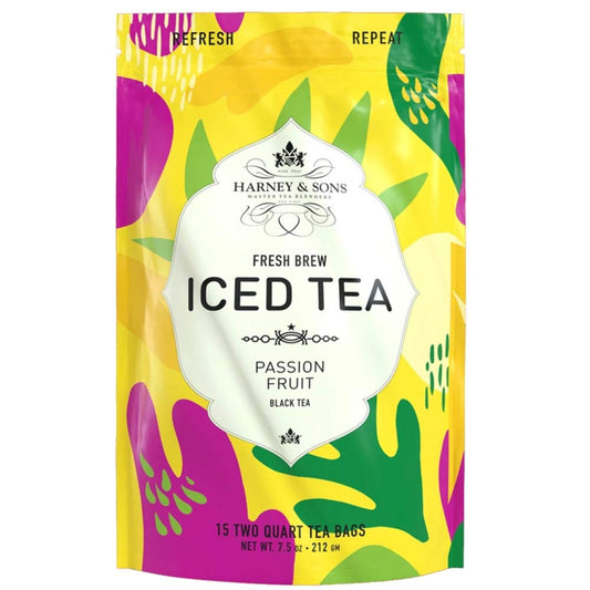 Harney & Sons Fresh Brew Iced Large Two Tea Bags Of Black Tea, Passion Fruit, 15 Count