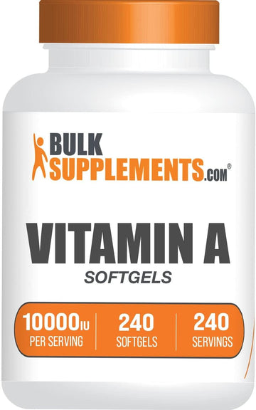Bulksupplements.Com Vitamin A 10000 Iu Softgels - Vitamin A Retinyl Palmitate, Vitamin A Pills - Vitamin A Supplement, Eye Supplements - Gluten Free, 1 Softgel Per Serving, 240 Softgels