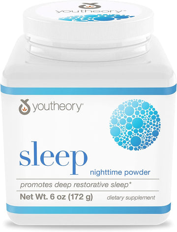 Youtheory Sleep Powder, Sleep Aid Supplement with Magnesium, Melatonin and L-Glycine, Gluten Free & Vegan, Natural Lemon-Lime avor, 6 s